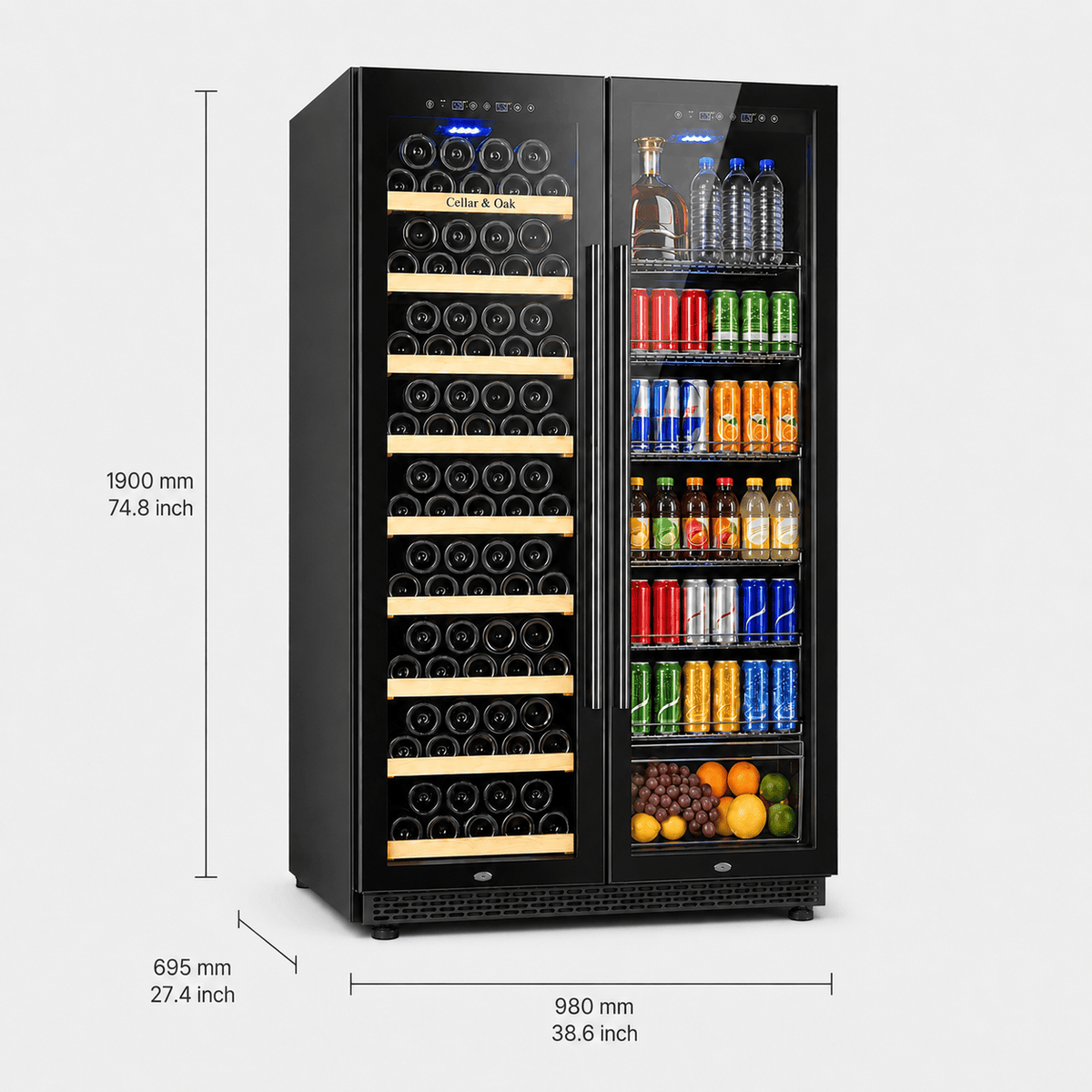 Cellar & Oak Cellar & Oak 155 Bottle Dual Wine & Beverage Cooler
